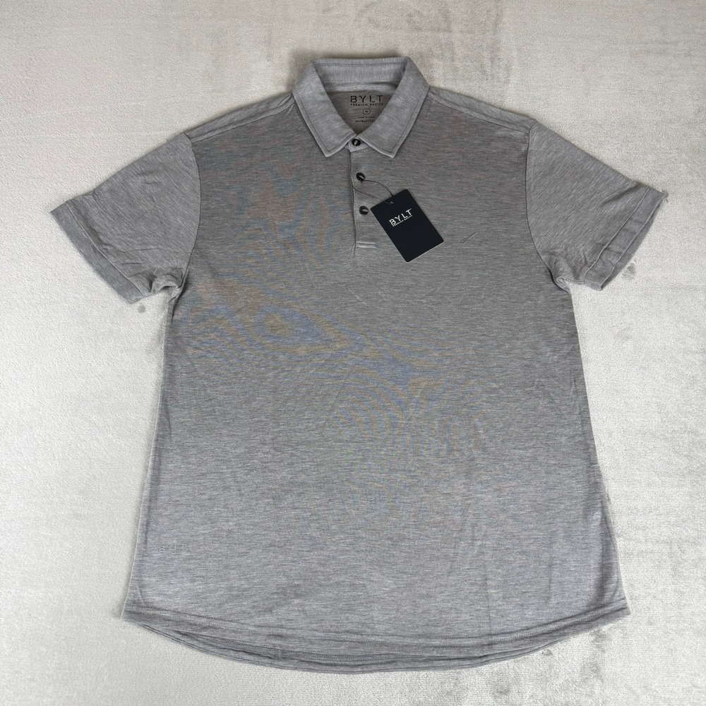 BYLT Comfort Wool Short Sleeve Polo Mens XL Heather Gray Stretch Soft New NWT